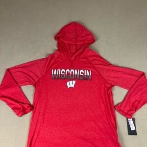 University Of Wisconsin Bagders Hooded Long Sleeve T-Shirt, Men's Sz Large
